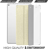 MoKo Case for Amazon Fire HD 10 Tablet (7th and 9th Generation, 2017 and 2019 Release) 10”, Smart Shell Stand Cover with Translucent Frosted Back for Fire HD 10.1 Inch - Denim Sandstone White