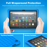 MoKo Case Fits Kindle Fire HD 8 & 8 Plus Tablet (10th Generation, 2020 Release), Flexible Soft Silicone Back Cover Impact-Resistant Shell - Blue