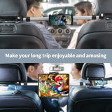 MoKo Car Headrest Mount, Car Back Seat Phone Tablet Holder丨Double Shaft Stable & Movable Tablet Stand for Cell Phone Tablet(4"- 13"), Fit with iphone13, ipad 9, iPad Mini 6 Galaxy, Switch, Black