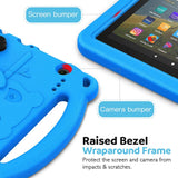 MoKo Case Fits Kindle Fire HD 8 & 8 Plus Tablet (10th Generation, 2020 Release), Shockproof Heavy Duty EVA Foam Kids-Friendly Cover with Hand-Grip Convertible Stand - Blue