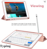 MoKo Case Fit 2018 iPad 9.7 6th Generation with Pencil Holder - Slim Lightweight Smart Shell Stand Cover Case with Auto Wake/Sleep Fit iPad 9.7" 2018 Released (A1893/A1954), Rose Gold