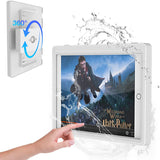 MoKo Wall Mount Shower Tablet Holder, 360 Rotation Waterproof Tablet Holder Bathroom Tablet Case Mount Shelf with Touchable Anti-Fog Screen for Tablets Up to 10.2", Fit with iPad 9 iPad Mini 6, White
