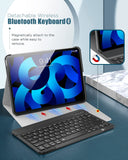 MoKo Keyboard Case Fit iPad Air 5th Gen 2022/iPad Air 4th Gen 10.9 2020 Case [Support Apple Pencil 2 Charging] Magnetically Detachable Wireless Bluetooth Keyboard Cover,Geometric Dark Blue