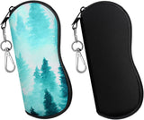 MoKo Sunglasses Soft Case 2 Pack, Ultra Light Portable Neoprene Zipper Glasses Case, Eyeglass Safety Pouch Box with Belt Clip