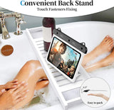 MoKo Waterproof Tablet Pouch Holder Dry Bag for Bathroom Kitchen Stand Case Compatible with iPad Mini 6/5/4/3, Galaxy Tab Pro 8.4, Tab S2/Tab E/Tab A 8.0 8.4, Fire HD 8/Fire 7 Up to 8.5", White