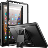 MoKo Case Fits All-New Kindle Fire HD 10 & 10 Plus Tablet (11th Generation, 2021 Release) 10.1", Full Body Rugged Hands-Free Viewing Stand Back Cover with Screen Protector, Dark Blue
