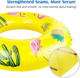 MoKo Flamingo Inflatable Pool Floats for Kids Adults, 31.5" Diameter Swim Rings Swimming Pool Float Tube Cute Round Swimming Tube Water Fun Beach Pool Toys with Repair Patch for Summer Party - Yellow