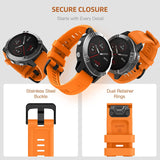 MoKo Watch Band Compatible with Garmin Fenix 7 Sapphire Solar/Solar/Fenix 6 Pro/5/5 Plus/Forerunner 935/945/Approach S60, Soft Silicone Replacement Strap Quick Release Fit 22mm Sport Strap, Orange