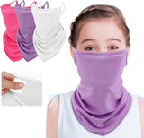 MoKo Kids Bandana Face Mask with Filter Pocket Ear Loops, 3 Pack Neck Gaiter Balaclava for Cycling Gator for Boys Girls