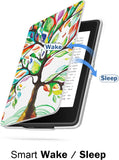 MoKo Case for Kindle Paperwhite, Premium PU Leather Cover with Auto Wake/Sleep Fits All Paperwhite Generations Prior to 2018 (Will not fit All-New Paperwhite 10th Generation), Lucky Tree