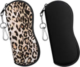 MoKo Sunglasses Soft Case 2 Pack, Ultra Light Portable Neoprene Zipper Glasses Case, Eyeglass Safety Pouch Box with Belt Clip