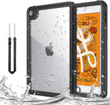 MoKo Case Fit New iPad Mini 5 2019 (5th Generation 7.9 inch), Waterproof Case with Built-in Screen Protector Clear Protective Shock-Absorbing Bumper Dustproof Submersible Full-Body Case - Black
