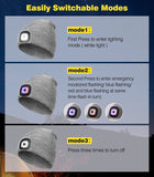 MoKo LED Beanie Hat with Light, Unisex Winter Knitted Warm Hands Free Headlamp Cap for Running Hiking Night Lighted Hat Men Women (Batteries NOT included), Gray