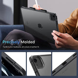 MoKo Case for iPad Air 5th/4th Gen. 10.9 Inch 2022/2020/Pro 11 2021/2020/2018 with Pencil Holder, Hard PC Clear Back Cover, TPU Air-Pillow Edge Bumper Shockproof, Support Apple Pencil 2 Charging,Black