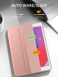 MoKo Case Fit New iPad 9th/8th/7th Generation Case with Pencil Holder (2021/2020/2019), iPad 10.2 inch Clear Shell Cover with Translucent Back Corner/Bumper Protector Case, Auto Wake/Sleep, Rose Gold