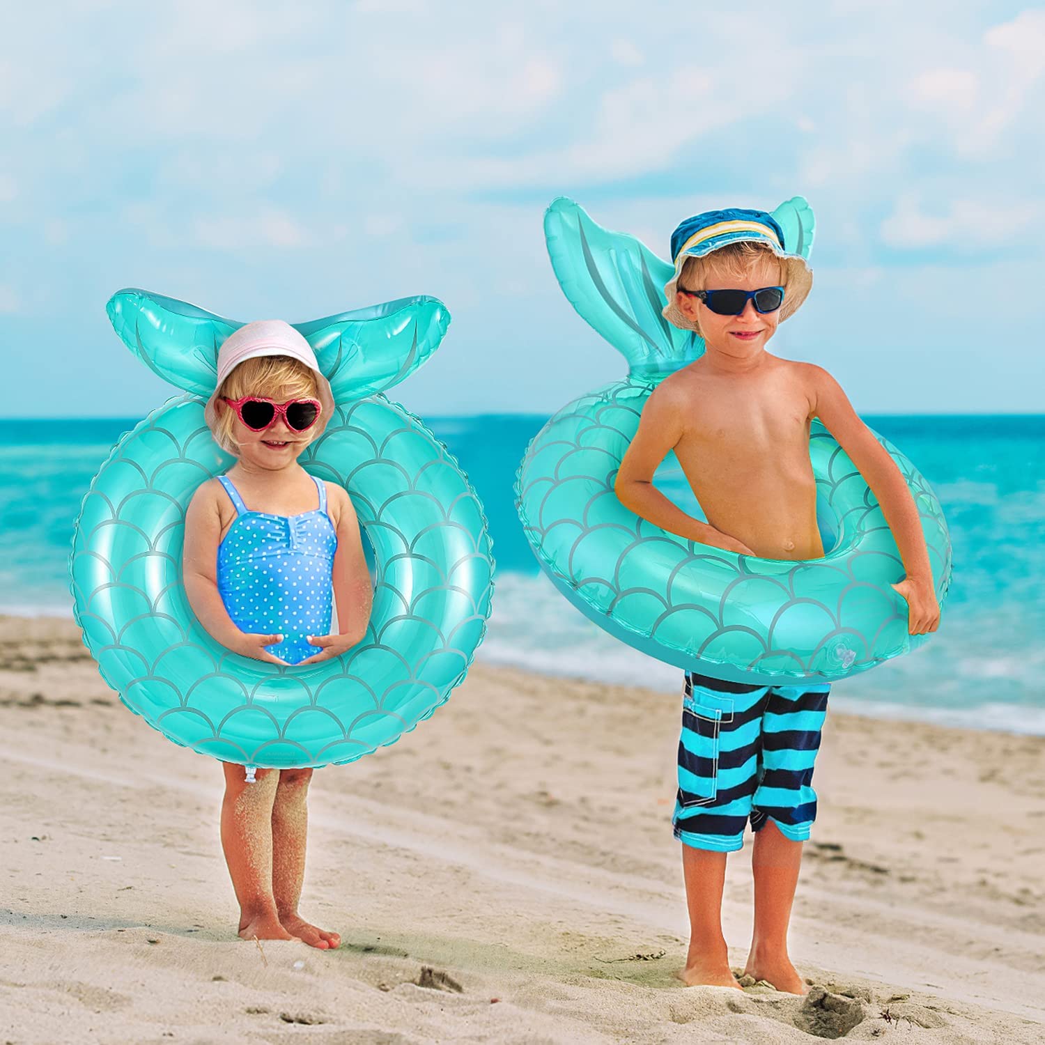 MoKo Inflatable Mermaid Pool Floats, Cute Swimming Ring Tube Fish Tail –  Mokodirect