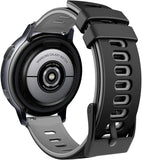 MoKo Watch Band Compatible with Garmin Vivoactive 3/Venu/Venu Sq/Forerunner 245/645/55/Galaxy Watch 4/4 Classic/3 41mm/Active/Active 2, Soft Silicone Replacement Sport Strap, Black & Gray