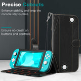 MoKo Case Compatible with Nintendo Switch Lite, PU Leather Anti-Scratch Cover with Inside Pocket, Built-in 8 Game Card Slots, Dust-Proof Protective Case Compatible with Switch Lite 2019 - Black