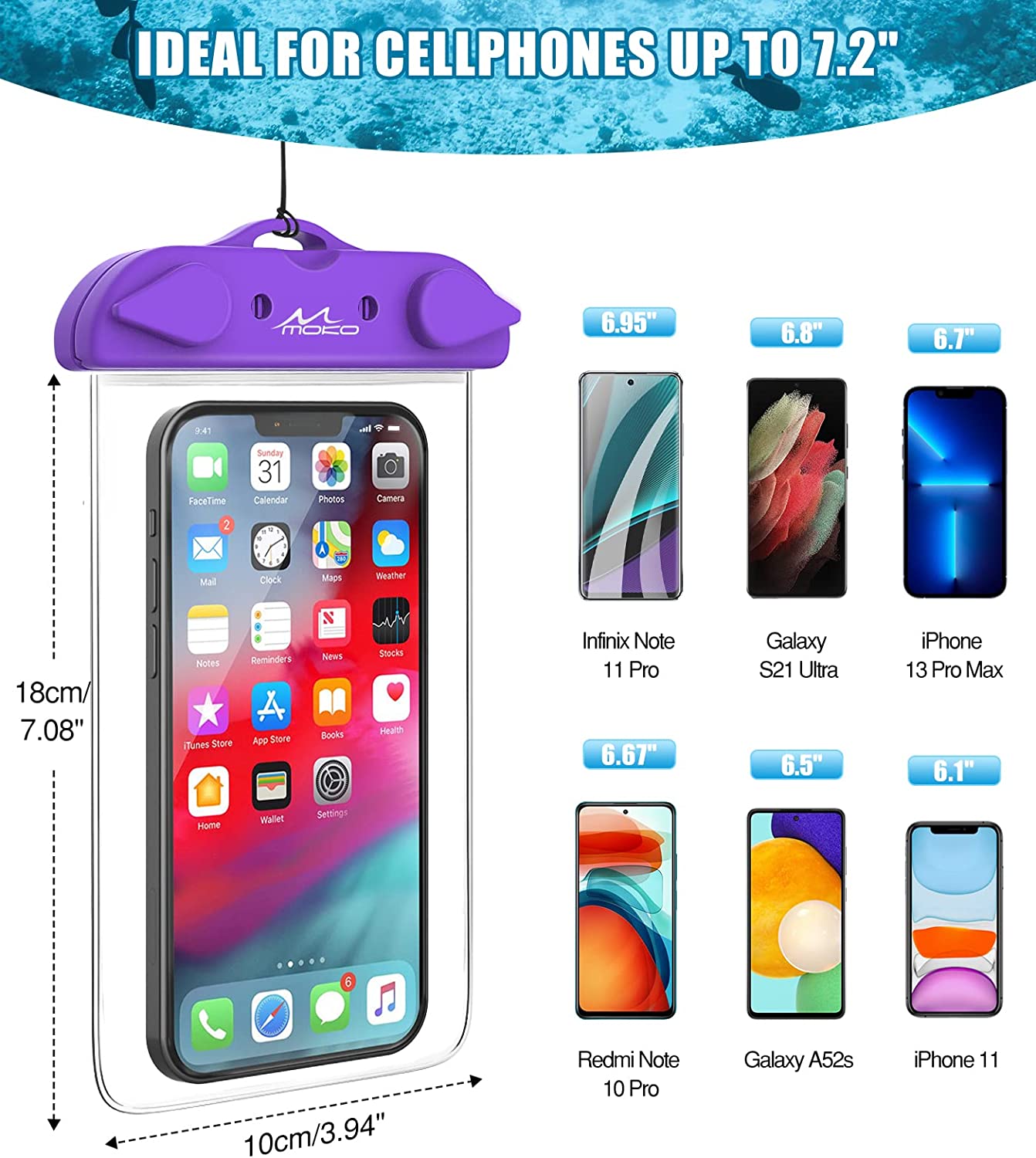MoKo Waterproof Phone Pouch 2-Pack Compatible with iPhone 13 Pro Max, – Mokodirect MoKo Waterproof Phone Pouch 2-Pack Compatible with iPhone 13 Pro Max, – Mokodirect