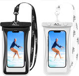 MoKo Floating Waterproof Phone Case Holder 2 Pack, IPX8 Phone Pouch Lanyard Dry Bag Compatible with iPhone 13/13 Pro Max/12/11 Pro/SE 3, Galaxy S21 Ultra/S9/Note 10+/20 Ultra, Black + White