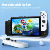 MoKo Protective Case Compatible with Nintendo Switch OLED Model 2021, TPU Ergonomic Grip Cover Case with Shock-Absorption and Anti-Scratch Design for Nintendo Switch OLED Console and Joy-Con, Black
