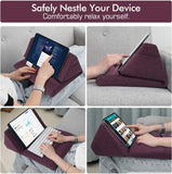 MoKo Tablet Pillow Stand, Soft Bed Pillow Holder Xmas Gift for up to 11" Pad, Fits iPad 10.2"(9th Gen), New iPad Mini 6 8.3" Air 4/3, iPad Pro 11/10.5/9.7, Mini 5 4, Galaxy Tab S6/S7 11", Plum
