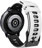 MoKo Watch Band Compatible with Garmin Vivoactive 3/Venu/Venu Sq/Forerunner 245/645/55/Galaxy Watch 4/4 Classic/3 41mm/Active/Active 2, Soft Silicone Replacement Sport Strap, White & Black