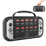 MoKo Carrying Case for Nintendo Switch OLED Model 2021/Switch, Protective Cover Case Hard Shell Travel Bag with 10 Game Card Slot Compatible with Nintendo Switch OLED Accessories, Black & Red