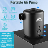 MoKo Portable Electric Air Pump with 4 Nozzles, USB Rechargeable Cordless Mini Battery Air Pump Quick Inflate Deflate for Air Mattress Bed Swimming Ring Vacuum Storage Bags Pool Floats, Black