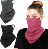 MoKo Scarf Mask Bandana with Ear Loops 3 Pack, Neck Gaiter Balaclava Dust UV Sun Protection Outdoors Face Mask for Women Men
