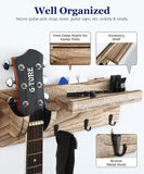 MoKo Guitar Wall Mount with 3 Hooks, Wood Guitar Wall Hanger Rack with Shelf Pick Holder, Guitar Holder Wall Stand Bass Guitar Bracket Organizer for Acoustic Electric Guitar Banjo Mandolin