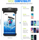 MoKo Waterproof Phone Pouch Holder [2 Pack], Underwater Phone Case Dry Bag with Lanyard Compatible with iPhone 13/13 Pro Max/iPhone 12/12 Pro Max/11 Pro Max, X/Xr/Xs Max, Samsung S20/S21/S10/S9