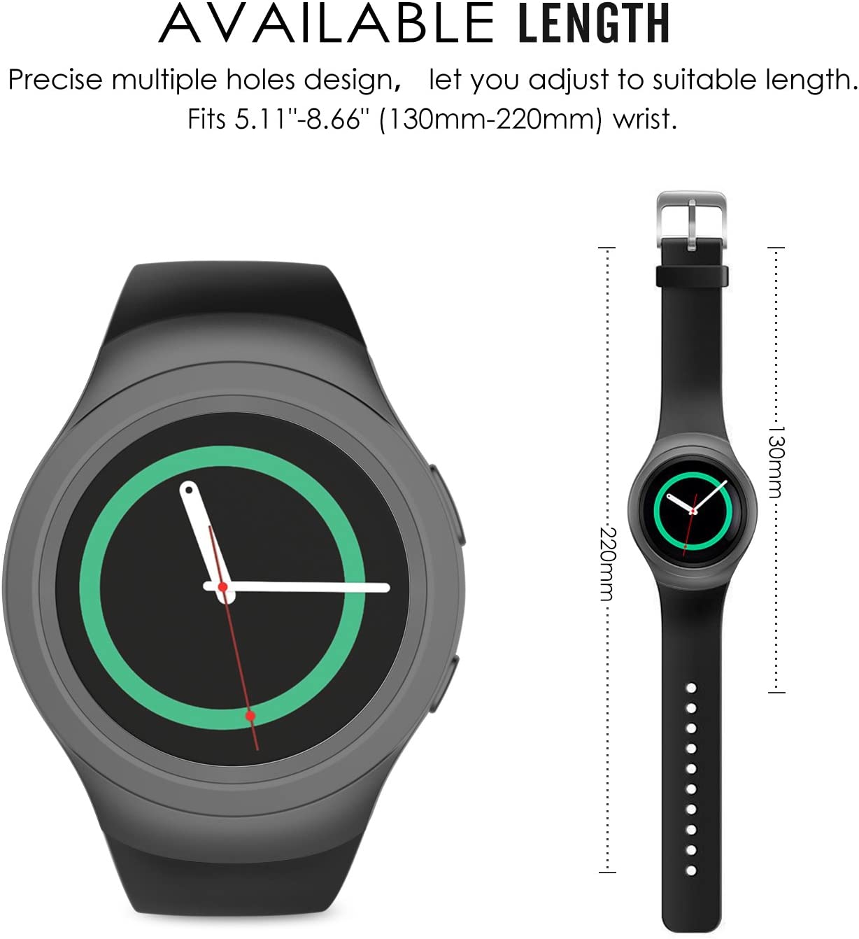 samsung gear fit s2 MoKo Watch Band Compatible with Samsung Gear S2, Soft Silicone Replace – Mokodirect