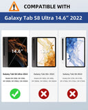 MoKo Case for Samsung Galaxy Tab S8 Ultra 14.6" 2022 (SM-X900/X906/X906B/X906U/X906N) Case with S-Pen Holder, Tablet Trifold Cover Case Transparent PC Back Shell with Back Pen Slot/Auto-Wake, Black