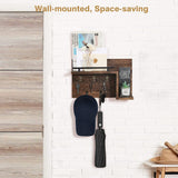 MoKo Wooden Key Holder, Mail Holder Organizer Wall Mounted Rustic Wooden Entryway Key Hooks Coat Bag Organizer with 5 Sturdy Hooks, Home Decor for Hallway, Entryway, Mudroom, Bathroom, Brown