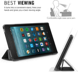 MoKo Case for All-New Amazon Fire 7 Tablet (7th Generation, 2017 Release Only) - Ultra Lightweight Slim Shell Stand Cover with Frosted Back for Fire 7, Black (with Auto Wake/Sleep)