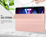 MoKo Case Fit New iPad Pro 11 Inch Case 2021 (3rd Gen), [Support Apple Pencil Charging] Slim Trifold Hard Back Shell Protective Smart Cover Fit iPad Pro 11" 2021, with Auto Wake/Sleep, Rose Gold