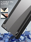 MoKo Case for Samsung Galaxy Tab S8 11" 2022 (SM-X700/SM-X706)/Tab S7 11" 2020 Case with S-Pen Holder, Tablet Trifold Cover Case Transparent PC Back Shell with Back Pen Slot/Auto-Wake, Black