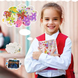 MoKo A6 Budget Binder Notebook,Glittering Quicksand Spangles Binder Cover, Clear PVC Looseleaf Folder with 12 Zipper Pockets & Blank Papers, 16 Sticky Labels for School Office, Colorful Stars