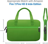 MoKo 7-8" Kids Tablet Sleeve, Neoprene Carrying Case Bag Fits Fire HD 8 Kids Edition 2018, Luna Controller, Fire HD 8 Plus/Fire HD 8 2020, Fire 7 Kids Pro 2021, Fire HD 8 Kids Pro 2021, Green