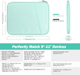 MoKo 9-11 Inch Tablet Sleeve Case, Fits iPad air 5 10.9" 2022, iPad Pro 11 2021-2018, iPad 10.2 2021-2019, iPad Air 4 10.9, Tab S8/A7, Protective Bag Carrying Case with Pocket, Mint Green