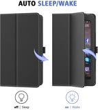 MoKo Case Fits Kindle Fire 7 Tablet (9th Generation, 2019 Release), Premium PU Leather Slim Folding Stand Shell Multiple Viewing Angles Cover with Auto Wake/Sleep - Black