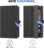 MoKo Case Fits Kindle Fire 7 Tablet (9th Generation, 2019 Release), Premium PU Leather Slim Folding Stand Shell Multiple Viewing Angles Cover with Auto Wake/Sleep - Black