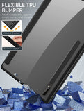 MoKo Case for Samsung Galaxy Tab S8 Ultra 14.6" 2022 (SM-X900/X906/X906B/X906U/X906N) Case with S-Pen Holder, Tablet Trifold Cover Case Transparent PC Back Shell with Back Pen Slot/Auto-Wake, Black