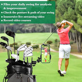 MoKo Phone Stand for Recording Golf Swing, Cell Phone Clip Holder for Golf Training Adjustable Multi-Angle Smartphone Clamp Mount for Live Streaming, Photography, Black
