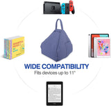 MoKo Tablet Pillow Stand, Lap Pillow Bed Sofa Soft Cushion Holder Xmas Gift for Phones Tablets Up to 11", Fit iPad 9 10.2, iPad Mini 6, iPad Air 4/3, iPad Pro 11, Galaxy Tab S6/S7 11" - Denim Blue