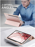MoKo Case Fits Samsung Galaxy Tab S8 + 12.4 2022 (SM-X800/X806) / Tab S7 FE 12.4-Inch 2021 / Tab S7 Plus 12.4 2020 with S-Pen Holder, Transparent Back Tablet Cover with Auto-Wake, Rose Gold