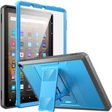 MoKo Case Fits All-New Kindle Fire HD 10 & 10 Plus Tablet (11th Generation, 2021 Release) 10.1", Full Body Rugged Hands-Free Viewing Stand Back Cover with Screen Protector, Dark Blue