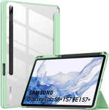 MoKo Case Fits Samsung Galaxy Tab S8 + 12.4 2022 (SM-X800/X806) / Tab S7 FE 12.4-Inch 2021 / Tab S7 Plus 12.4 2020 with S-Pen Holder, Transparent Back Tablet Cover with Auto-Wake, Black