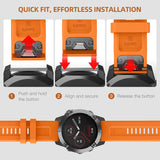 MoKo Watch Band Compatible with Garmin Fenix 7 Sapphire Solar/Solar/Fenix 6 Pro/5/5 Plus/Forerunner 935/945/Approach S60, Soft Silicone Replacement Strap Quick Release Fit 22mm Sport Strap, Orange